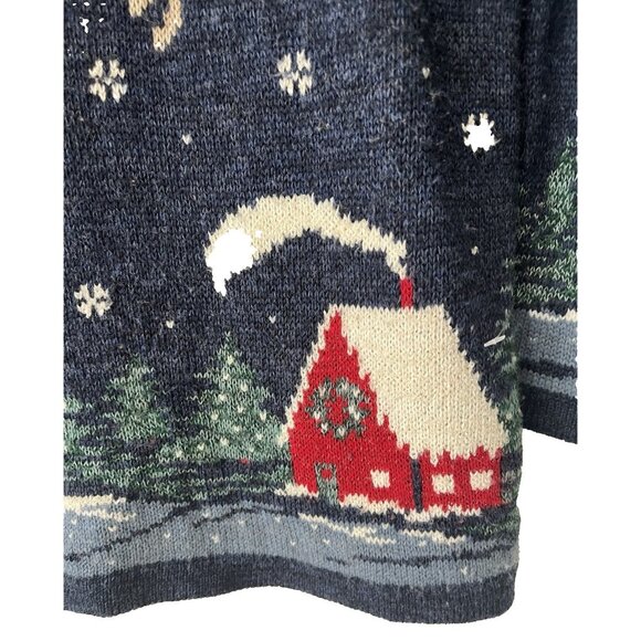 Vtg Nutcracker size S Grandmacore Ugly Christmas Sweater Santa Sleigh 39" Chest - Picture 5 of 10